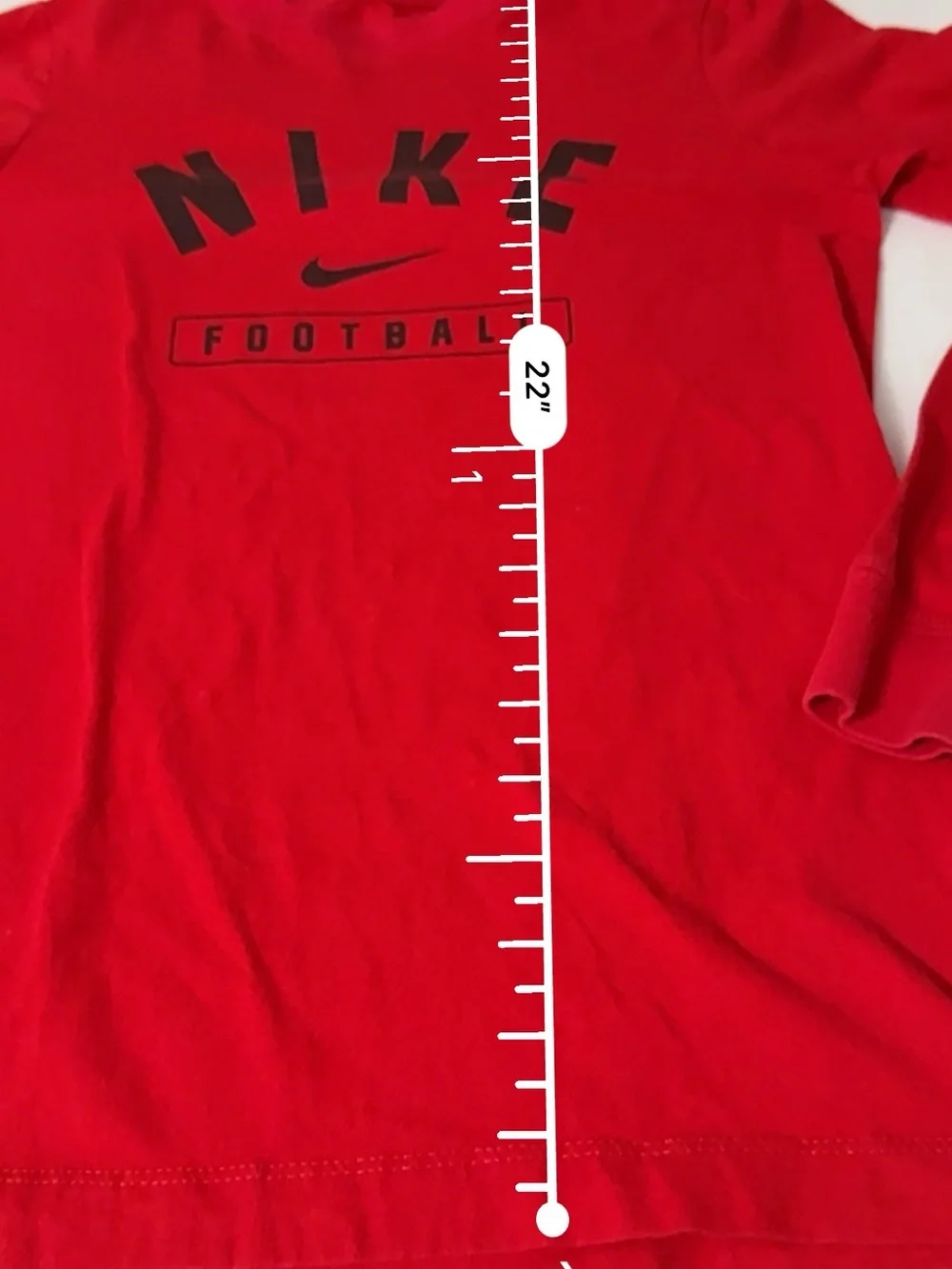 Nike Football Long Sleeve Graphic Tee Youth Small Red Athletic Shirt